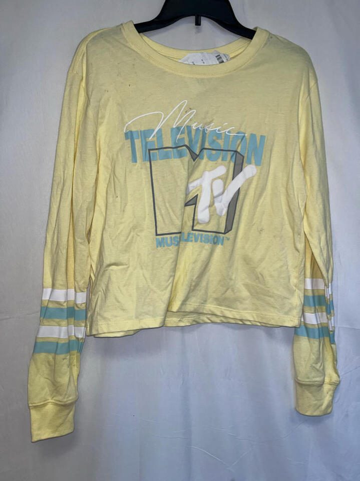 Love Tribe MTV Graphic Yellow Long Sleeve Shirt Size Large NWOT (STAINS) - $6.84