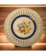 Vtg Reticulated 6” Plate Made in Japan Floral Pink Blue Yellow Orange Go... - $43.46 CAD