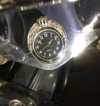 Winged Stars and Stripes shield Stem mounted white brass clock. - $109.00