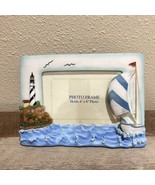 Maritime Lighthouse Sailboat Nursery Picture Frame White And Blue For 4”x6” - £9.33 GBP