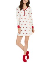 Charter Club Womens Thermal Waffle Knit Sleep Shirt Gown Red Socks Dogs ... - £20.32 GBP