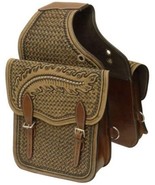 Genuine Leather Western Trail Tooling Carving Horse Saddle Bag - $172.96 CAD