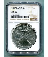 2017 AMERICAN SILVER EAGLE NGC MS69 BROWN LABEL AS SHOWN PREMIUM QUALITY PQ - £43.12 GBP