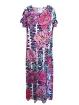 LuLaRoe Maxi Dress Floral Cap Sleeve Stretch Knit  Size M - £11.67 GBP