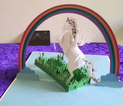 Pegasus under a Rainbow 3D Kirigami Pop-up Greeting Card with envelope - £7.96 GBP