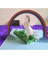 Pegasus under a Rainbow 3D Kirigami Pop-up Greeting Card with envelope - $187.18 MXN