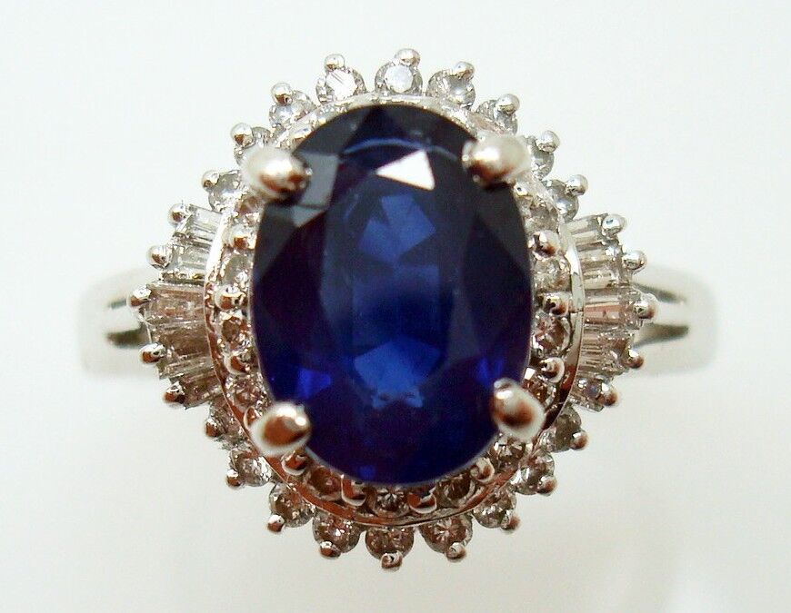 Platinum 1.42ct Blue Genuine Natural Sapphire and Diamond Ring w/ Report (#J487) Item image 2