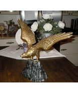 LARGE Solid Brass Eagle on Black Rock Mid Century Modern Americana VTG 2... - $3,741.24 MXN