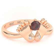 Baby Feet Lab-Created Ruby Diamond Ring In 14k Rose Gold - £238.26 GBP