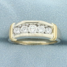 Mens 5 Stone Wedding or Anniversary Ring in 14k White Gold - £1,336.20 GBP