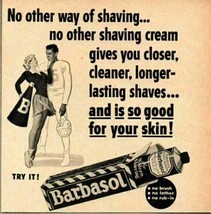 1951 Print Ad Barbasol Shave Cream Pretty Cheerleader &amp; Football Player - £8.45 GBP