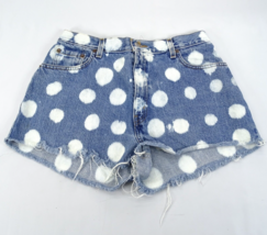 Vintage Levi&#39;s 550 Women&#39;s Sz 12 Jean Shorts Relaxed Polk Dot Denim Shor... - £14.66 GBP