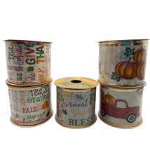 5 Rolls Crafters Square Fall Ribbon Variety, 2.5&quot; x 3 yds Leaves Fall Harvest - £9.98 GBP