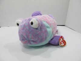 Vtg 2003 TY Pluffies GOOGLY Purple Fish 9&quot; Plush Stuffed Animal Soft Lov... - $16.83