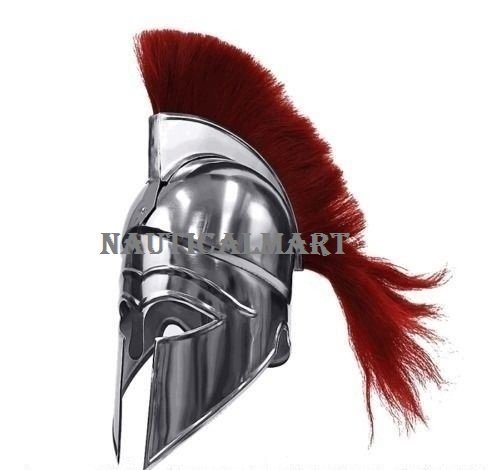 Greek Corinthian Helmet With Red Plume Medieval Knight Helmet