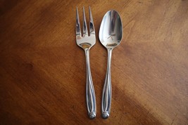 Lot Serving Spoon Fork Oneida Alexandria 18/0 China Stainless Glossy Fla... - £7.81 GBP