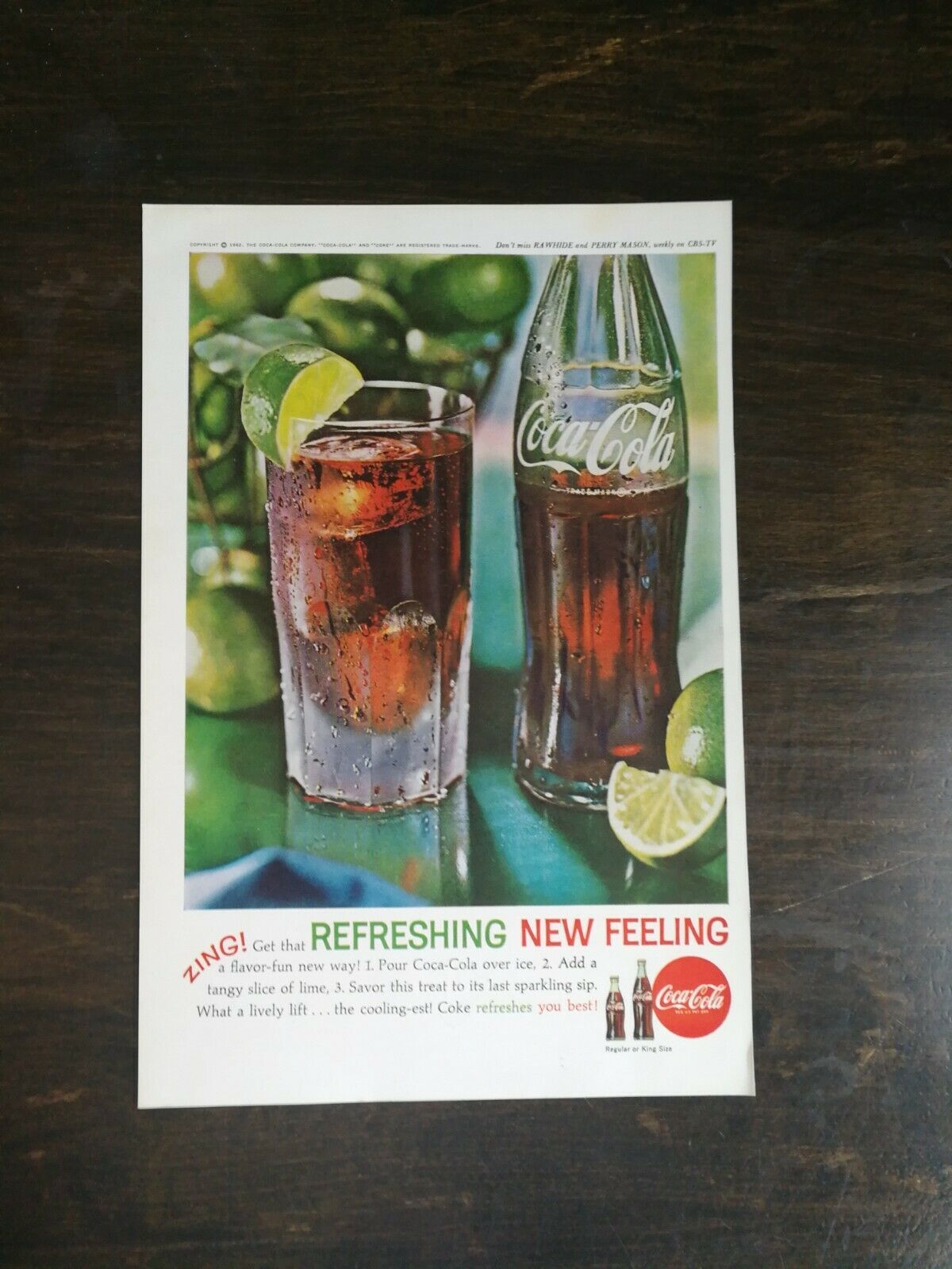 Primary image for Vintage 1962 Coca-Cola Refreshing New Feeling Full Page Color Ad - 1221