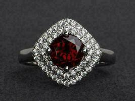 3 Ct Round Cut Simulated Garnet Double Halo Ring Gold Plated925 Silver - £71.36 GBP