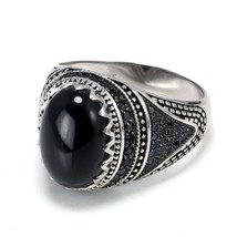 Guaranteed 925 Silver Rings Crown Retro Vintage Turkish Rings For Men With Natur - £45.00 GBP