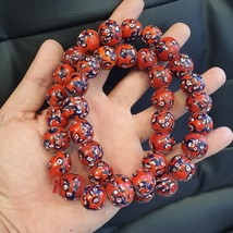 Rote florale Art Deco Venrano Millefiori Glasperlen StrangGeschenk - $725.08 MXN