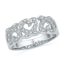 0.20cttw Diamond Heart Band Womens Ring 10k White Gold - £258.27 GBP