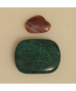 Vintage 1.5&quot; Blue Polished CHRYSOCOLLA &amp; MALACHITE + Small Red Jasper Ge... - $35.62 CAD