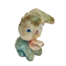 Vintage Baby Blue + White Bunny Blue Eyes Stuffed Animal Plush Toy Antique - £29.14 GBP