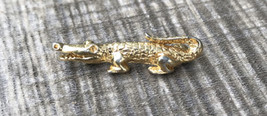VTG Napier Gold Tone Alligator 1 1/4” Brooch Lapel Pin Black Eye Lacoste ? 1980s - £13.62 GBP