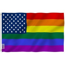 Anley Fly Breeze 3x5 Foot Rainbow USA Flag - Gay Pride LGBT Flags Polyester - £5.56 GBP