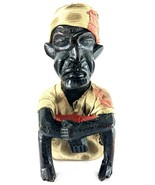 Vintage Hand Carved Wooden Tribal Figurine – 9” Folk Art with Cloth Garm... - $95.00