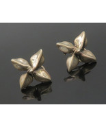 TIFFANY &amp; CO. 925 Silver - Vintage Flower Motif Dark Tone Drop Earrings ... - £228.23 GBP