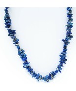 38&quot; Long Natural Stone Lapis Lazuli Chip Continuous Infinity Necklace Blue - £20.75 GBP