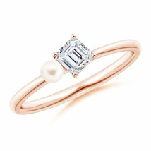 ANGARA Freshwater Pearl &amp; Diamond 2-Stone Engagement Ring for Women in 14K Gold - £1,577.60 GBP