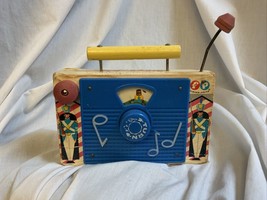 Vintage early 1960s Fisher Price Jack and Jill TV-Radio Wooden Wind up T... - $9.45