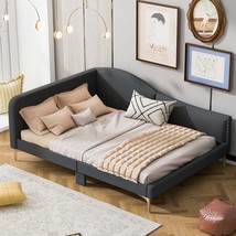 Grey Upholstered Daybed with Headboard &amp; Arms - $5,032.60 MXN