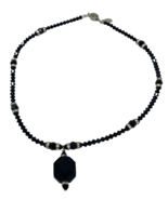 Aria Nero Black Faceted Beaded Necklace 16&quot; - $34.19