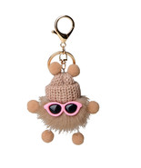 Real mink fur little briquettes elf plush doll keychain - $17.60