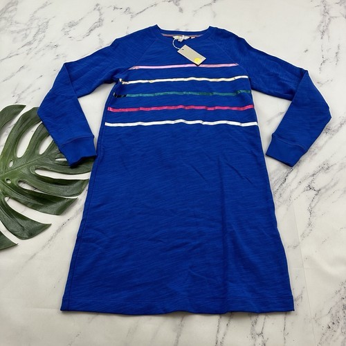 Boden Mable Sweatshirt Shirt Dress Size 6 New Blue Metallic Stripe Crewneck - $43.55