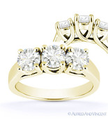 Forever ONE D-E-F Round Cut Moissanite 3-Stone 14k Yellow Gold Engagemen... - $28,485.12 MXN+