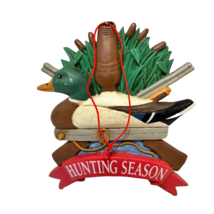 Mallard Duck and Rifle Hunting Season Christmas Ornament Heavy Resin 4x3.75&quot; - £12.44 GBP