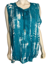 Calvin Klein Women&#39;s Sleeveless Blouse Teal Tie Dye 2X NWT - £34.84 GBP