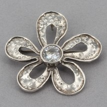 Retired Silpada Oxidized Hammered Sterling Silver CZ Flower Pin Pendant I1540 - £21.98 GBP