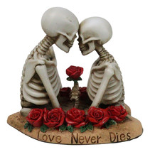 Love Never Dies Skeleton Couple Holding A Stalk of Rose Figurine Cake To... - $491.15 MXN
