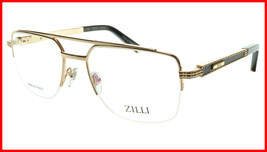 ZILLI Eyeglasses Frame Titanium Leather Acetate Gold France Made ZI 60024 C07 - £659.20 GBP