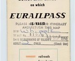 Map of European Lines on Which Eurailpass is Valid 1959 Railroad Ferry S... - $27.72