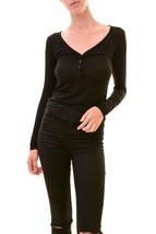 WILDFOX Womens Top Dreaming Of You Long Sleeve Black Size XS  - £41.14 GBP