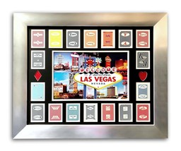 Old Las Vegas Hotels Authentic 18 Playing Cards Collage Framed #D/50 Vintage - £475.49 GBP