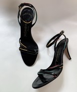Vintage Yves Saint Laurent Size 8 Strappy Black Color block Leather Heels - $5,655.01 MXN
