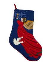 Angel Christmas Stocking Sally Eckman Roberts Red Velvet Backed 18&quot; - £19.68 GBP