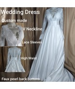 Wedding Dress Upper Lace With High Waist & V Neckline Custom Made Check... - £101.34 GBP